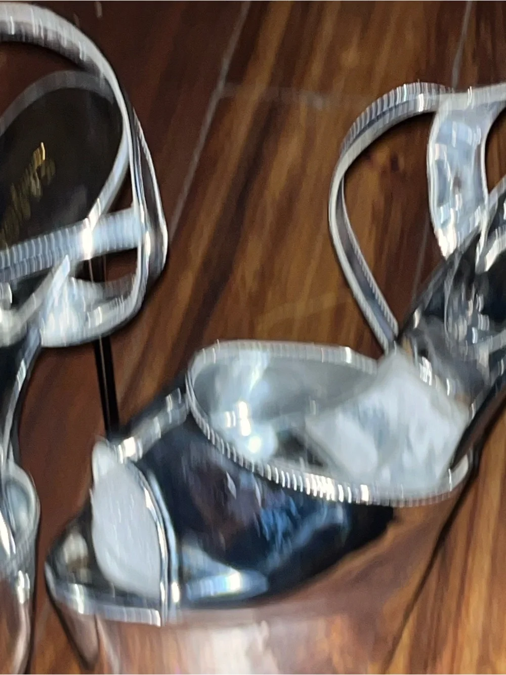 Silver Platform Stiletto Sandals with Ankle Strap